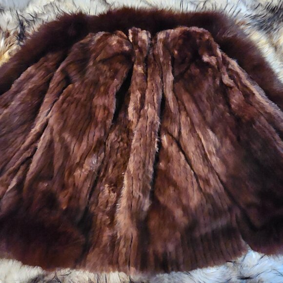 Real Genuine Vintage S Chestnut Mink Matching Dyed Fox Fur Trim Soft Supple - Picture 3 of 9